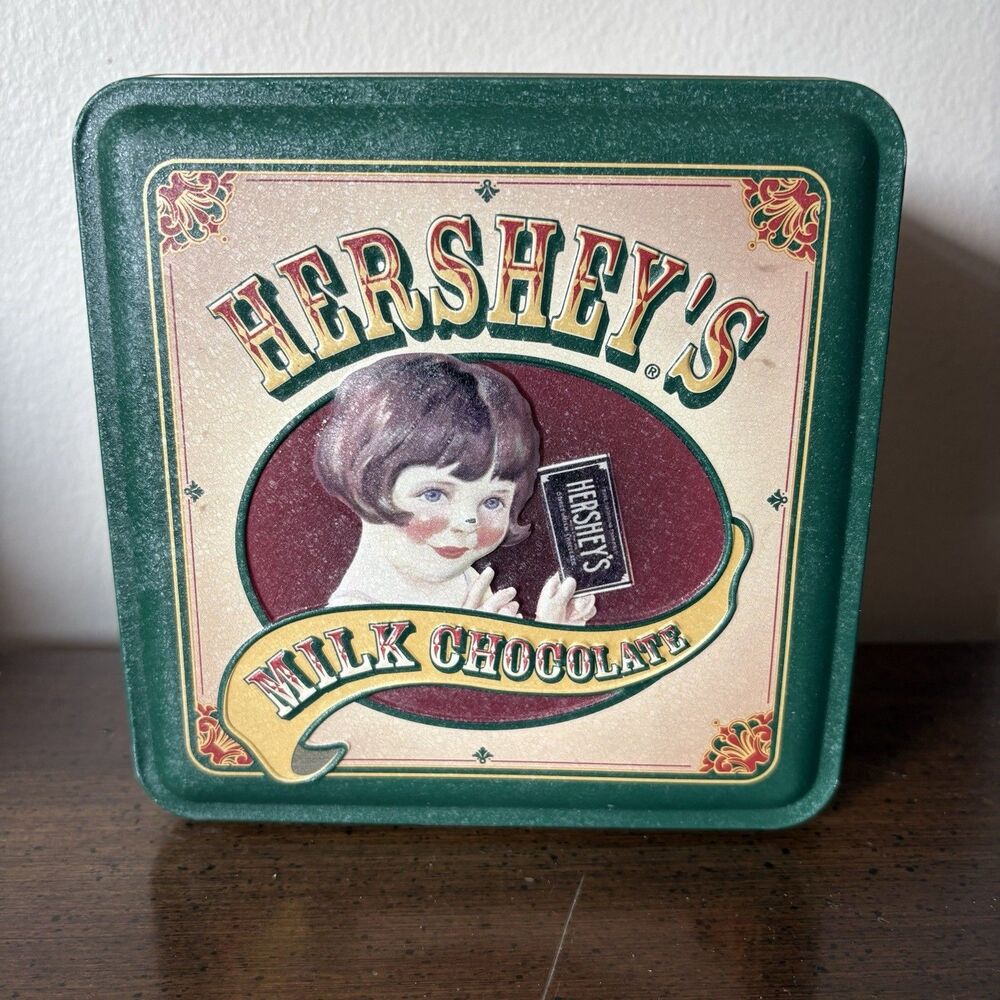 Vintage 1999 Hershey's Milk Chocolate Candy Metal Tin Box Vintage Edition 6x6